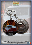 Badge/magnet/porte clé décapsuleur VW Combi / van rouge