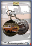 Badge/magnet/bottle opener key ring VW T3 orange mandala