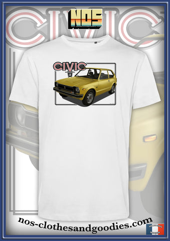 tee shirt unisex Honda Civic MK1 jaune