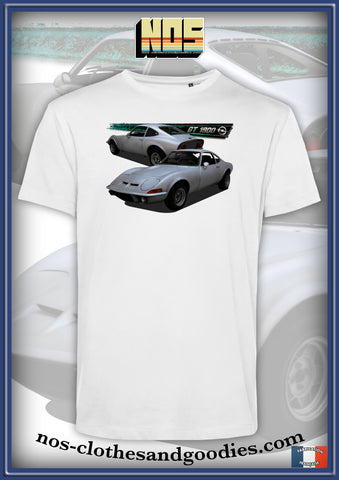 tee shirt unisex Opel GT 1900 blanche av/ar