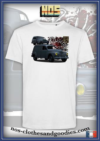 Unisex t-shirt Peugeot 203 gray panel van 1956