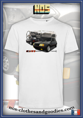 tee shirt unisex Peugeot 205 GTI noire "full view"