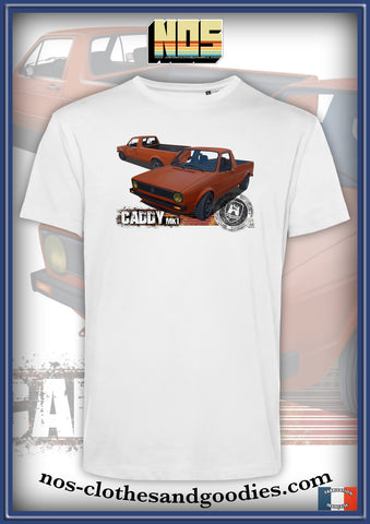 tee shirt unisex VW Caddy orange blason av/ar