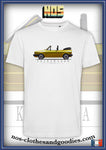 tee shirt unisex VW Golf 2 GTI cabriolet jaune profil