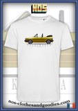 tee shirt unisex VW Golf 2 GTI cabriolet jaune profil