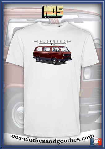 tee shirt unisex VW combi T3 rouge