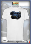 tee shirt unisex VW cox ovale gris/bleu 1955 av/ar