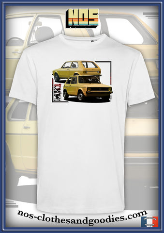 tee shirt unisex  VW Golf jaune av/ar