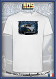 unisex split panel t-shirt blue VW combi T1 sheet metal