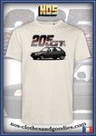 tee shirt unisex Peugeot 205 GT marron