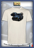 tee shirt unisex VW cox ovale gris/bleu 1955 av/ar