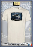 unisex split panel t-shirt blue VW combi T1 sheet metal