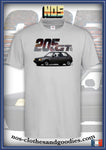 tee shirt unisex Peugeot 205 GT marron