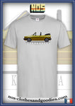 tee shirt unisex VW Golf 2 GTI cabriolet jaune profil