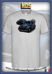 tee shirt unisex VW cox ovale gris/bleu 1955 av/ar