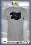tee shirt unisex VW cox ovale gris/bleu 1955 av/ar