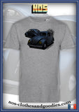 tee shirt unisex VW cox ovale gris/bleu 1955 av/ar