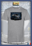unisex split panel t-shirt blue VW combi T1 sheet metal