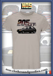 tee shirt unisex Peugeot 205 GT marron