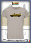tee shirt unisex VW Golf 2 GTI cabriolet jaune profil