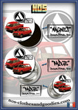 Badge /magnet / porte clé décapsuleur  Autobianchi A112 rouge av/ar