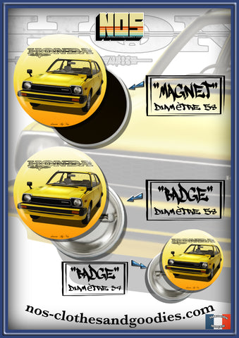 Badge / magnet / porte clé décapsuleur HONDA civic mk2 1300 jaune