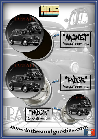 Badge /Magnet/ porte clé décapsuleur  Panhard Dyna X 86 1951 avant/arrière