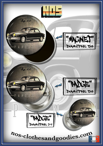 Badge /Magnet/ porte clé décapsuleur  Panhard PL 17 noir et blanc