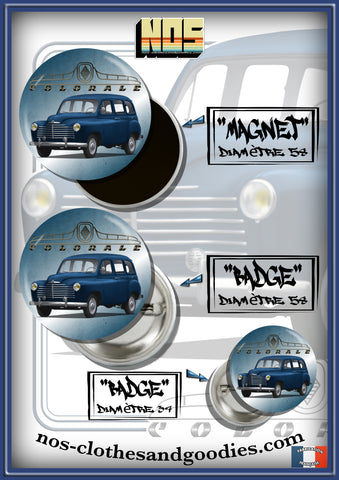 Badge /Magnet/ porte clé décapsuleur  Renault colorale prairie bleue