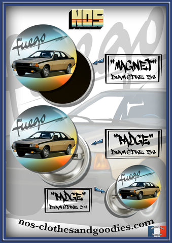 Badge /Magnet / porte clé décapsuleur Renault Fuego 1983