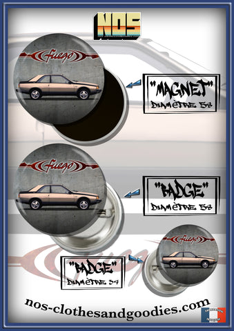 Badge /Magnet / porte clé décapsuleur Renault Fuego bronze