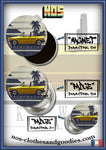 Badge /magnet / porte clé décapsuleur VW Golf 2 Cabriolet jaune profil
