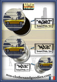 Badge /magnet / porte clé décapsuleur VW Golf 2 Cabriolet jaune profil