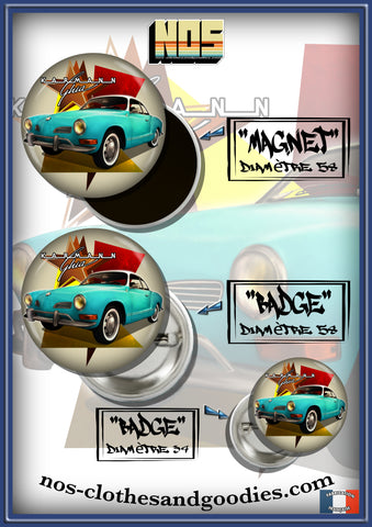 Badge /magnet / porte clé décapsuleur VW Karmann verte