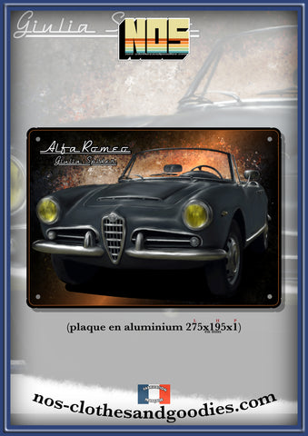 Plaque métal décorative Alfa Roméo 1600 spider 1963