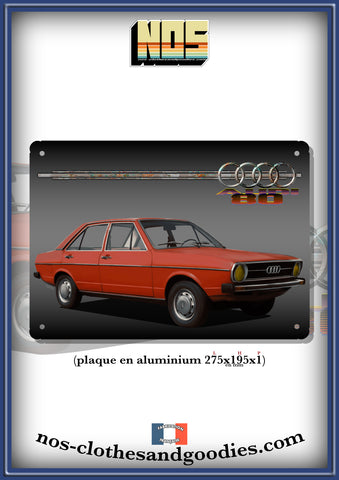 Plaque métal décorative AUDI 80 B1 rouge