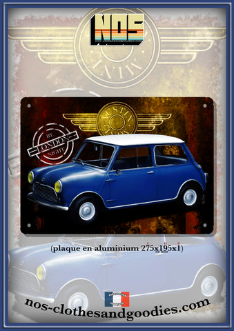 Plaque métal décorative Austin mini de luxe 1966