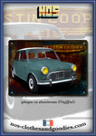 Plaque métal décorative Austin mini cooper green