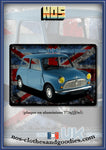 Plaque métal décorative Austin mini bleue UK