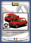 Plaque métal décorative Autobianchi A112 rouge av/ar