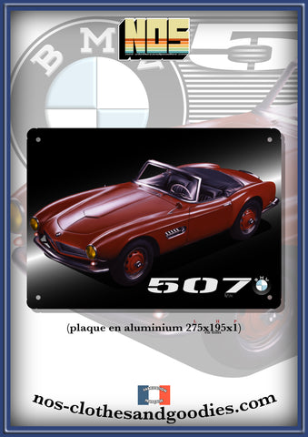 Plaque métal décorative BMW 507 rouge