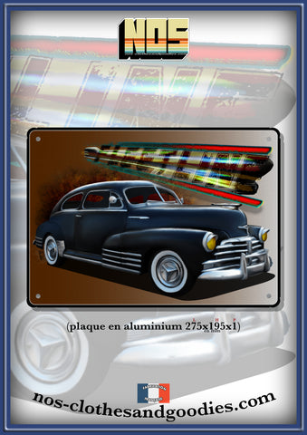 Plaque métal décorative Chevrolet Fleetline aerosedan 1948 noire