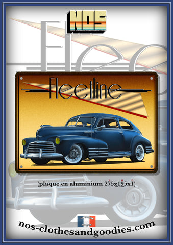 Plaque métal décorative Chevrolet Fleetline bleu 1947