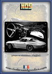 Plaque métal décorative Chevrolet Corvette C2 stingray noir et blanc