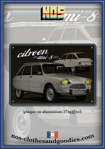 Plaque métal décorative Citroën Ami 8 beige av/ar 1974