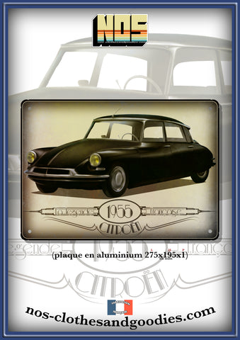 Plaque métal décorative Citroën DS 19 noire