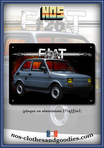 Plaque métal décorative Fiat 126 FSM gris