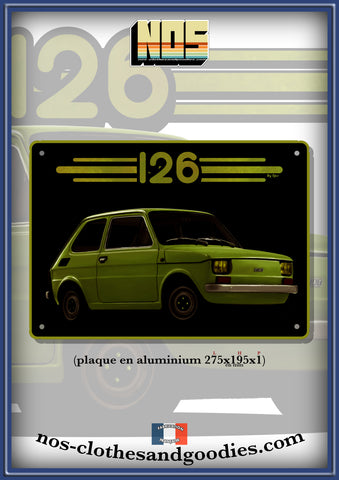 Plaque métal décorative Fiat 126 verte