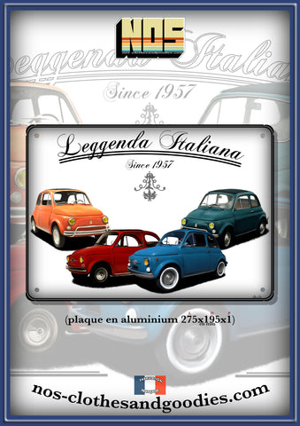 Plaque métal décorative Fiat 500 "leggenda italianna"