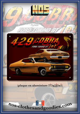 Plaque métal décorative Ford Torino Gt sportsroof 429 cobra jet 1970